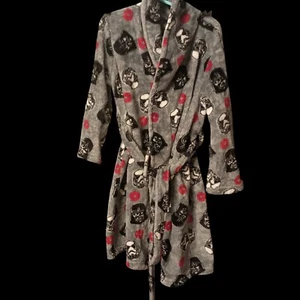 Star Wars Boys Size XS Plush Robe Gray Darth Vader Storm Trooper Print Tie Waist - Picture 1 of 5