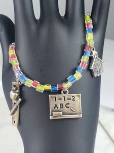 SJC Dakota West Designs Bracciale Ciondoli Musica Insegnante Vintage Argento Sterling 7" - Foto 1 di 11
