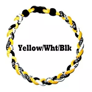 3 Rope Tornado Braided Baseball Softball Necklace 18" 20" Black Yellow White - Picture 1 of 1