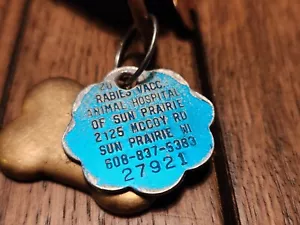 Dog Collar Tags "Todd" Vintage Rabbies Metal Animal Charms Bones - Picture 1 of 9