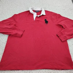 Polo Ralph Lauren Shirt Mens 2XL XXL Red Rugby Big Pony Logo Custom Slim Fit A2* - Picture 1 of 13