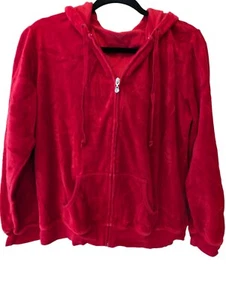 NY&C Sports Full Zip Hoodie Womens Size Large Red Solid Cotton Long Sleeve - Picture 1 of 8
