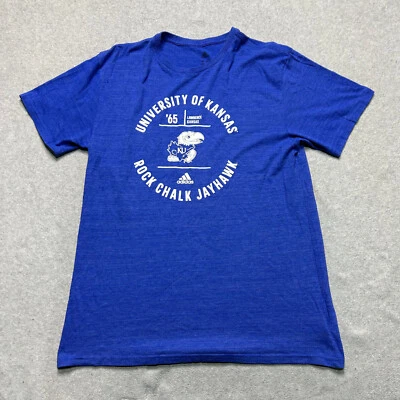 Adidas Kansas Jayhawks Shirt Mens Large Blue Rock Chalk Graphic Print Basketball - Image 1 of 4