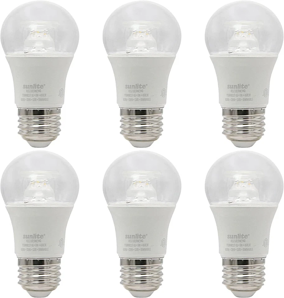 LED A15 Appliance Clear Light Bulb 6W, 40W, 450LM, E26, 4000K, 6 Count - Image 1 of 2