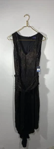Rachael Roy Dress Black Gold Sparkle Size: XL NWT Sleeveless - Picture 1 of 10