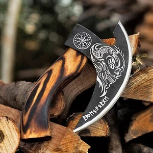 Hacha cortadora de pizza hecha a mano personalizada Viking acero al carbono mango de madera funda MS-879 - Imagen 1 de 5