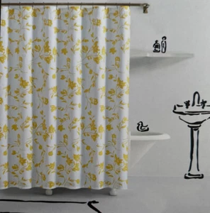 NEW! Kate Spade New York Wispy Floral White Yellow Shower Curtain 72" x 72" - Picture 1 of 3