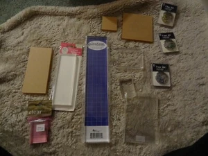 LOT OF ACRYLIC STAMP STAMPING MOUNTS BRAND NEW PLUS EYELET BRADS SCRAPBOOK - Picture 1 of 5