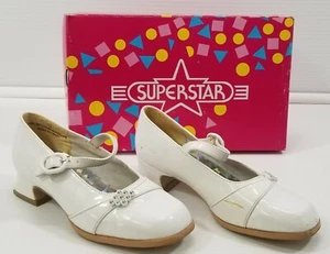 MM) Vintage Superstar Kinder Mädchen weiß niedriger Absatz Riemen Schuhe 13 - Bild 1 von 12