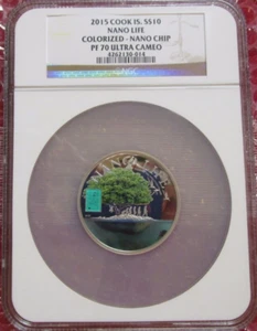2015 Cook Islands Is Nano Life .999 1.5 oz Silver Coin w/ Nano Chip $10 NGC PF70 - Picture 1 of 5