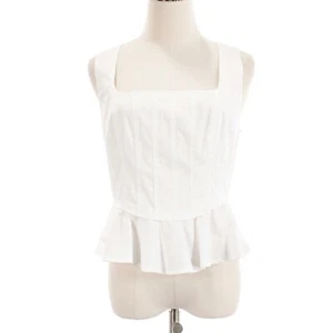 Veronica Beard NWT Nikolette Sleeveless Peplum Top Size 8 in White Cotton Blend - Picture 1 of 10