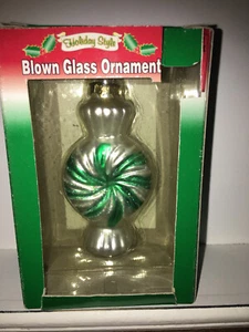 Holiday Style Ornament Peppermint Swirl Candy Drop Blown Glass NEW - Picture 1 of 4