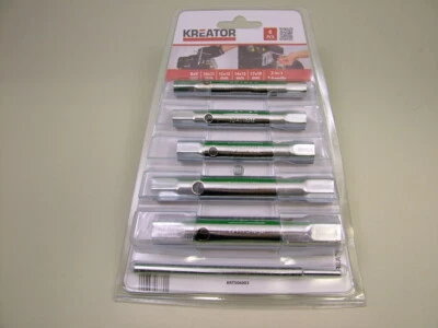 KREATOR Box spanner set, 5 tubular spanners + tommy bar,8-19mm, made of special A3 steel