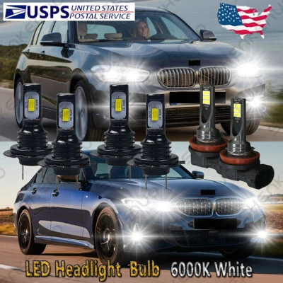 For BMW 323i 328i 335i 340i xDrive - 6x 6000K LED Headlight + Fog Lamp Bulbs HKB - Image 1 of 4