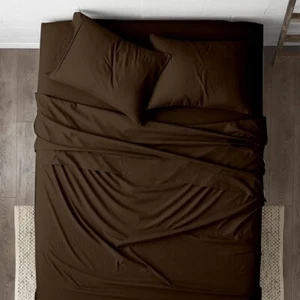 300 Thread Count Egyptian Cotton Luxury Hotel Bedding Items US Sizes Brown Solid - Picture 1 of 8