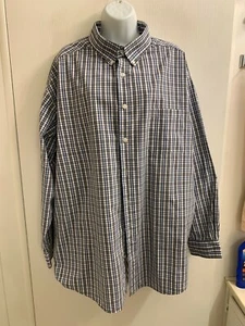 ROUNDTREE & YORKE MEN'S BLUE CHECKERED LONG SLEEVE BIG & TALL SHIRT  SZ.3XB  - Picture 1 of 4