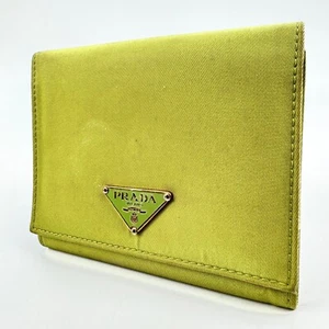PRADA Geldbörse Stoff und Leder Portemonnaie Trifold gelb-grün echt #185 - Bild 1 von 12
