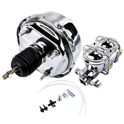 7" Street Hot Rod Power Brake Booster & Master Cylinder CHROME Brakes Custom Car - Image 1 of 4