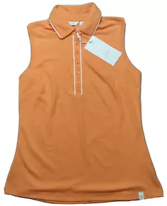 LADY HAGEN Women XS Fresh Mandarin Piped Sleeveless Polo Shirt NEW - Picture 1 of 12