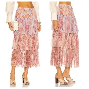 ZIMMERMANN BOTANICA ABGESTUFTER ROCK MILETTIA BLUMEN Seide Midi elastische Taille 1/6 - Bild 1 von 12