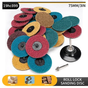 24PCS 3" Roll Lock Sanding Discs W/ 1/4" Holder Die Grinder Quick Change Disc - Picture 1 of 7
