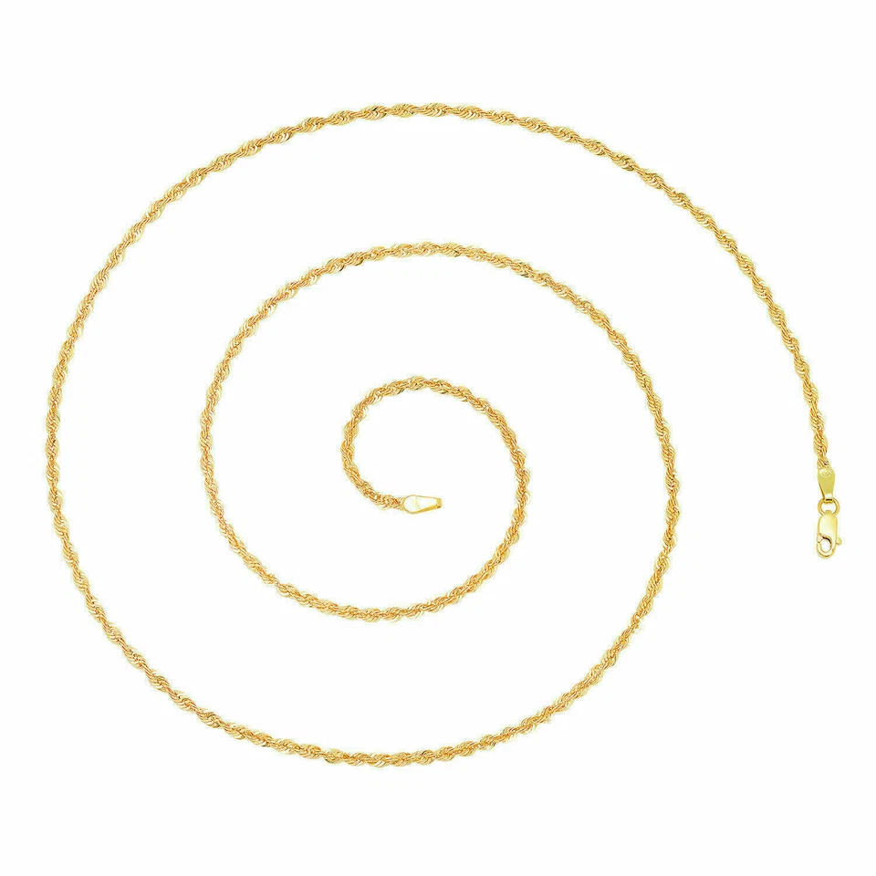 Collar colgante de cadena de cuerda de corte en D/Cueco de 16"-30" de oro amarillo de 10k claro de 2,5 mm Foto 1 de 2