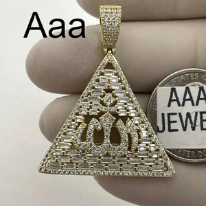 925 Solid Sterling silver Cubic Zirconia Allah Pendant - Picture 1 of 5
