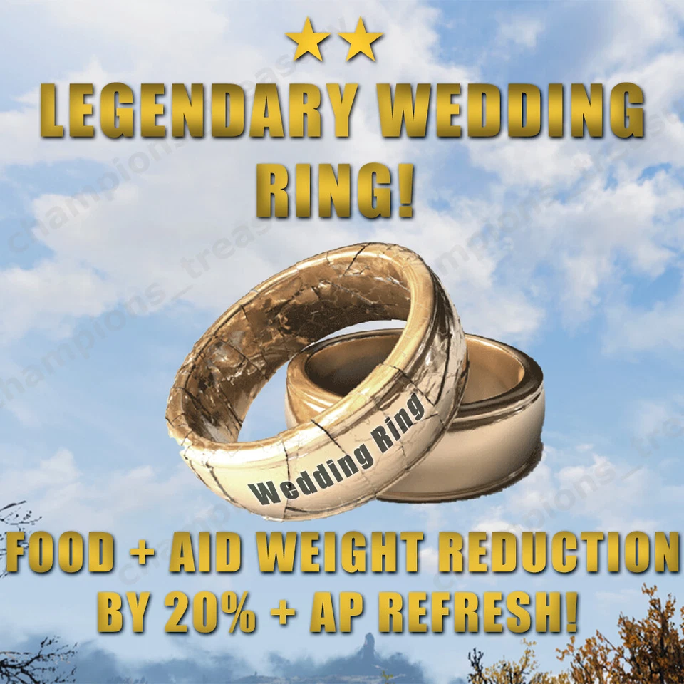 FALLOUT 76 [PC] LEGENDARY WEDDING RING FOOD/AID WEIGHT REDUCTION +POWERED - Image 1 of 1