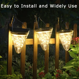 1/2/4PCS 50 LED Outdoor Solar Hanging Lights Cone Lanterns Lamp Garden Yard Tree - Picture 1 of 14