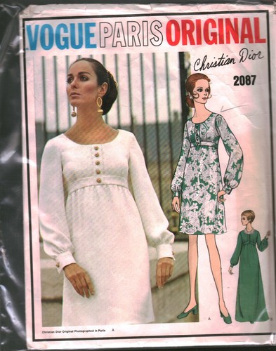 Abito sciolto 2087 vintage Vogue modello cucito Misses anni 60 Christian Dior linea A