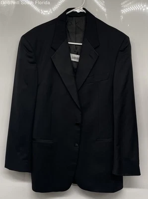 Мужской черный шерстяной блейзер Adolfo с длинным рукавом на лацканах с вырезом на двух пуговицах размер 40R - Изображение 1 из 4
