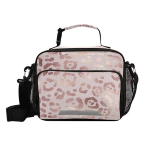 Insulated Lunch Bag for Women/Men Rose Gold Leopard Reusable Lunch Box for Of... - Picture 1 of 7