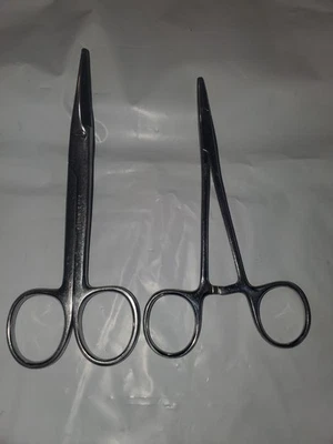  2 Pcs Surgical Instruments 5" Smooth forceps and 5.75"scissors  - Image 1 of 3