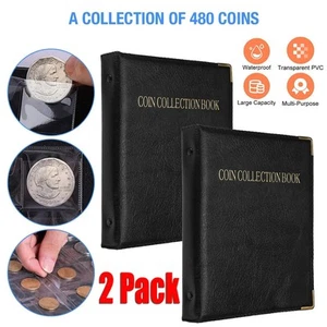 2PCS 480 Pocket World Coins Storage Book Capacity Folder Collection Album Holder - Picture 1 of 14