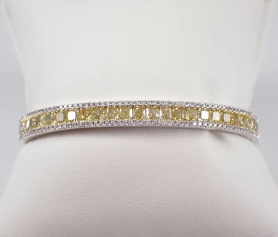 Brazalete Brazalete Citrino Amarillo Creado en Laboratorio Corte Princesa 7Ct Chapado en Oro Blanco 14KW Foto 1 de 4