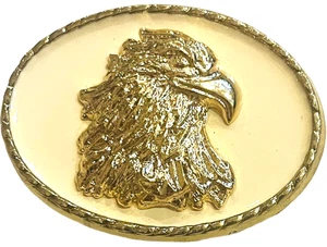 American Eagle Belt Buckle - White and Gold Color - Made In USA - Patriotic - Picture 1 of 5