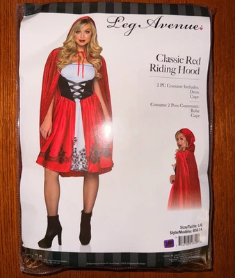 Classic Red Riding Hood Adult Costume Halloween Cosplay L Large 12/14 Dress Up - Image 1 of 4