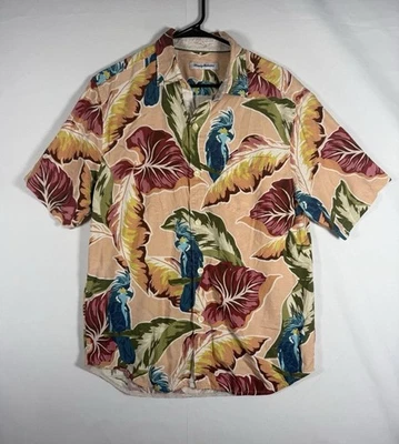 Tommy Bahama Shirt Mens Medium Silk Button Hawaiian Flock N Roll Beach Vacation - Image 1 of 4