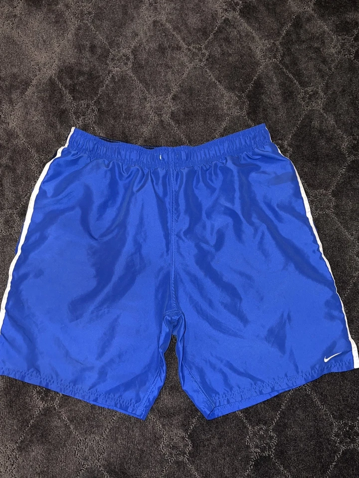 Pantalones cortos de natación Nike azules vintage de los 90 para hombre XL sin cordón de nailon de colección Foto 1 de 4