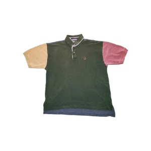Vintage 1990s Tommy Hilfiger Color Block Short Sleeve Button Up Polo Large L - Picture 1 of 6