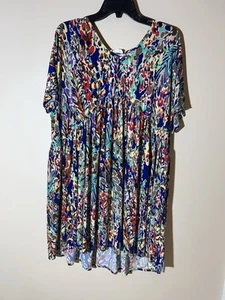 New Beeson River Tunic Plus Womens Size 1x Red Multi Baby Doll Knit Top EUC - Picture 1 of 4