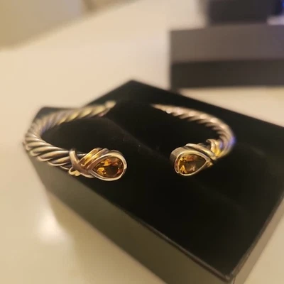 Винтажный Samuel Benham BJC чистого серебра и 14k. золото цитрин витой кабель браслет - Изображение 1 из 4