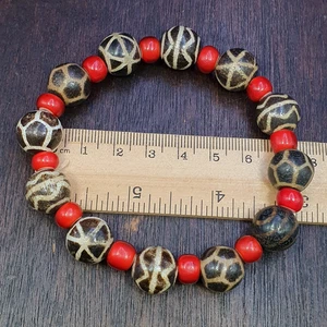 South asian burmese antiques trade pumtek petrified wood beads lot br-J15 - Picture 1 of 18