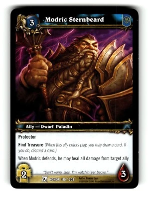 World of Warcraft TCG Fields of Honor Trading Card Modric Sternbeard #110 C - Image 1 of 4