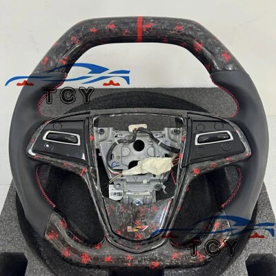 For Cadillac CTS ATS 2013-2019 with Buttons Forged Carbon Fiber Steering Wheel - Image 1 of 4