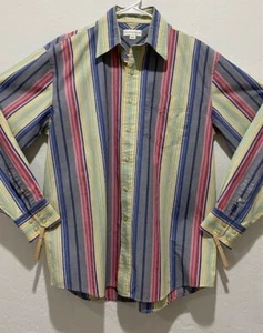 Men's Medium Button Down Shirt Cutter & Buck Long Sleeve Colorful Striped EUC - Picture 1 of 6