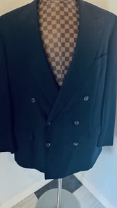 Ermenegildo Zegna Blazer Men 100% Wool Double Breasted Black Size EUR 58R Jacket - Picture 1 of 13