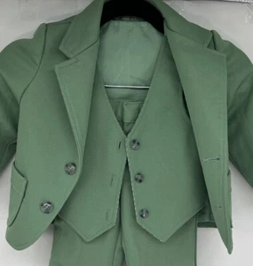 Vintage 3 Piece suit 3T SEARS Reversible Vest Green Polyester Knit 1970s RETRO - Picture 1 of 12