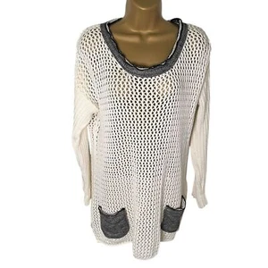 Weiche Umgebung Boulevard Pullover offen Strickpullover Taschen creme grau XL - Bild 1 von 5