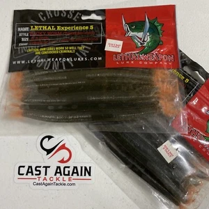 (2) Lethal Weapons Experience 5 Hand Poured 5.5” Wacky Worm Green Pumpkin Orange - Picture 1 of 3